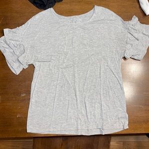 Grey ruffle sleeve shirt